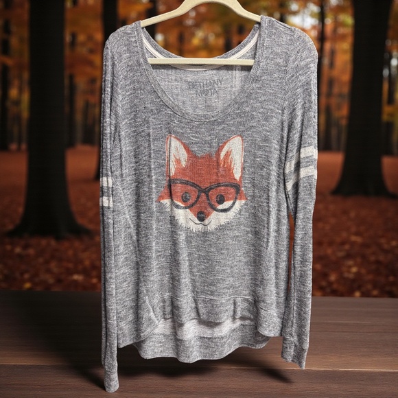 Cozy Bethany Mota Grey Fox Knit Sweater – Your New Favorite! 🦊 XL - Picture 11 of 11